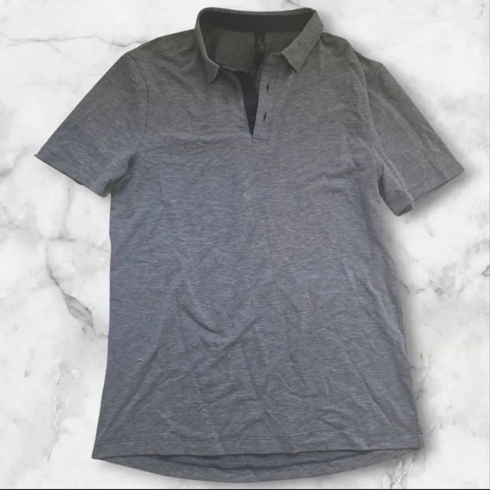 Lululemon Mens Short Sleeve Collared Shirt Gray Size Medium